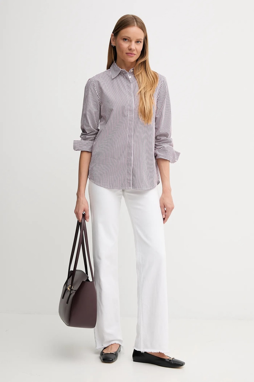 Хлопковая рубашка United Colors of Benetton цвет белый regular классический воротник 59T7DQ0BH