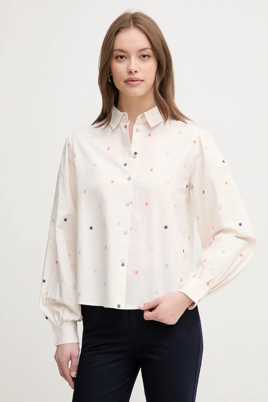 United Colors of Benetton cămașă din bumbac femei, culoarea bej, cu guler clasic, regular, 5D51DQ0BF United Colors of Benetton cămașă din bumbac femei, culoarea bej, cu guler clasic, regular, 5D51DQ0BF