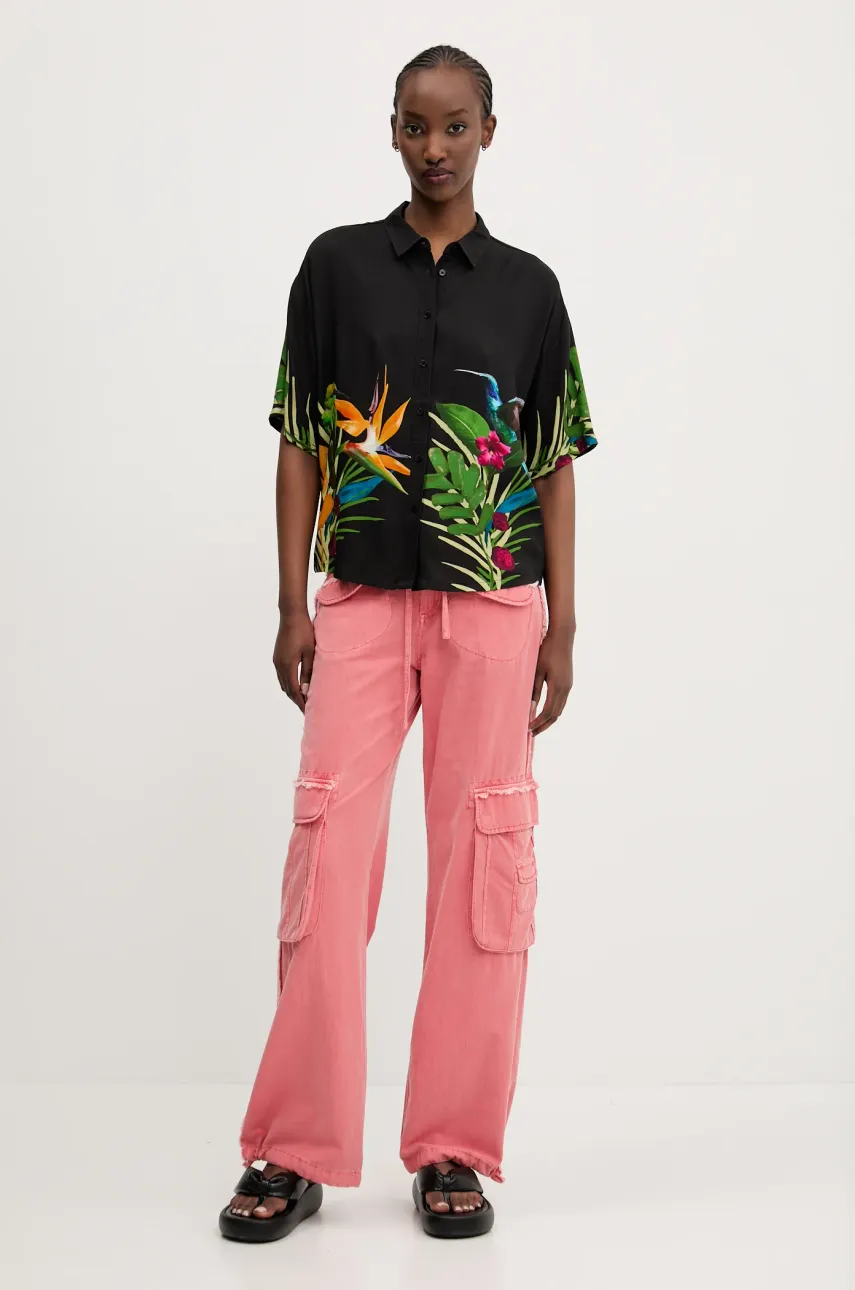 Рубашка Desigual ARTEMISA женская цвет чёрный relaxed классический воротник 25SWCW39 Рубашка Desigual ARTEMISA женская цвет чёрный relaxed классический воротник 25SWCW39
