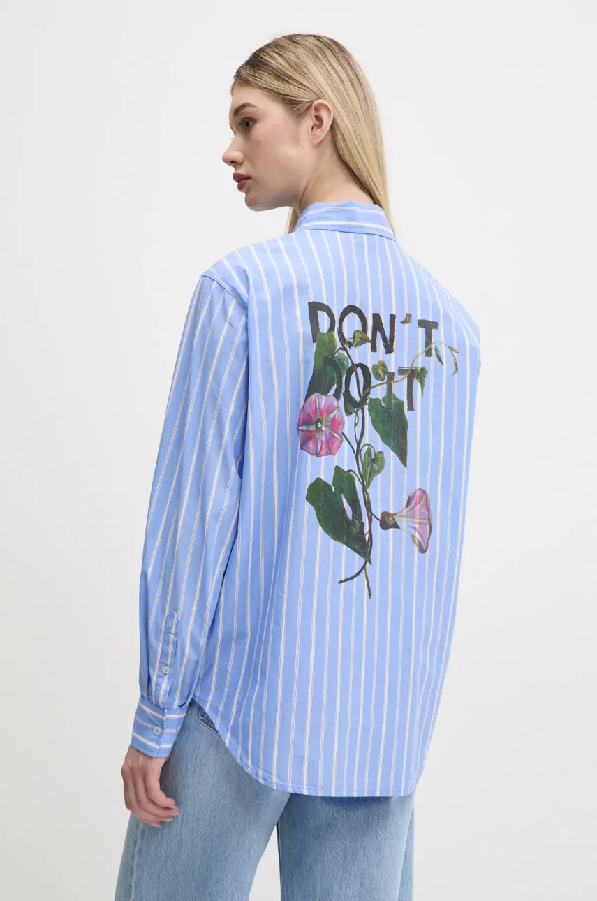 Desigual cămașă din bumbac DONT DO IT femei, cu guler clasic, regular, 25SWCW16