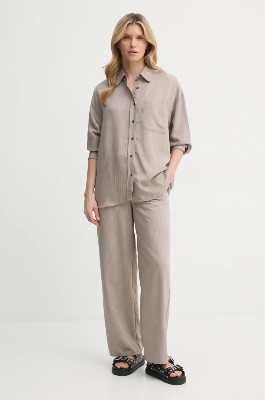 Рубашка American Vintage женская цвет бежевый relaxed классический воротник OKY06BE25 Рубашка American Vintage женская цвет бежевый relaxed классический воротник OKY06BE25