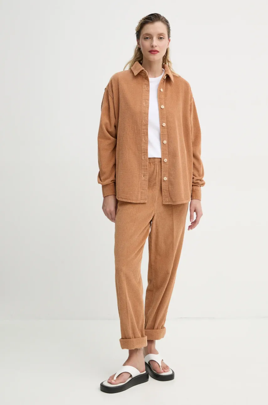 Вельветовая рубашка American Vintage женская цвет коричневый relaxed классический воротник PADO06AE25 Вельветовая рубашка American Vintage женская цвет коричневый relaxed классический воротник PADO06AE25