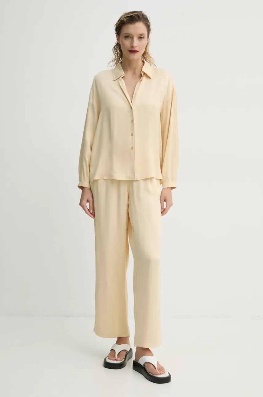 Рубашка American Vintage женская цвет бежевый relaxed классический воротник UNY06AE25 Рубашка American Vintage женская цвет бежевый relaxed классический воротник UNY06AE25