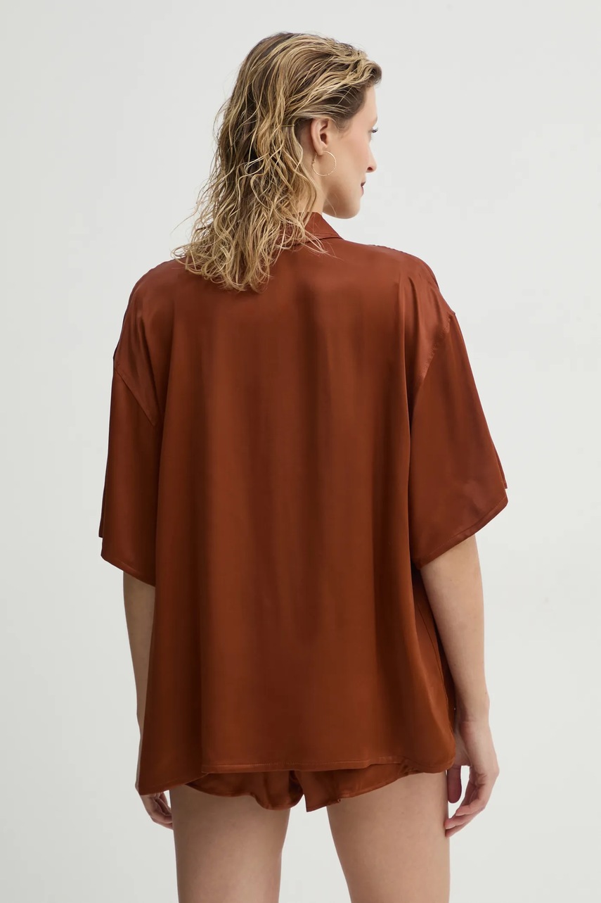 Πουκάμισο American Vintage χρώμα: καφέ, UNY06BE25 φωτογραφία