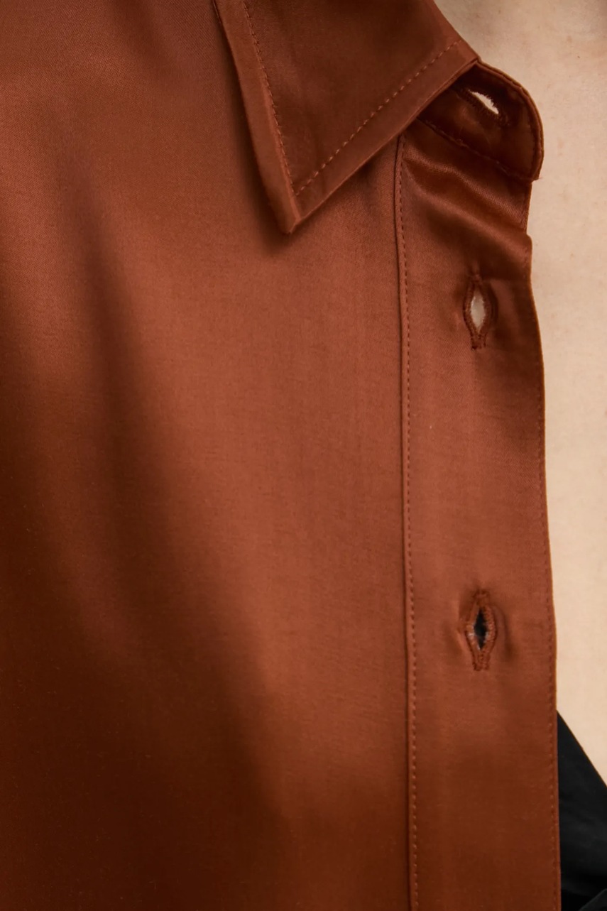 Πουκάμισο American Vintage χρώμα: καφέ, UNY06BE25 φωτογραφία