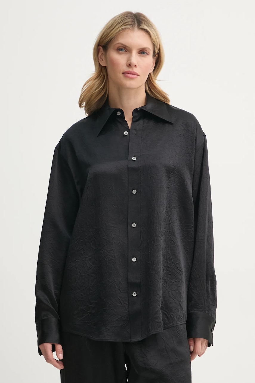 Filippa K camasa femei, culoarea negru, cu guler clasic, relaxed, 31327 Filippa K camasa femei, culoarea negru, cu guler clasic, relaxed, 31327