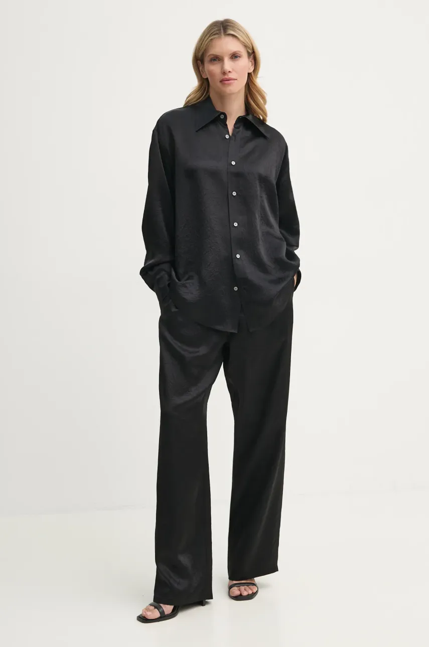 Рубашка Filippa K женская цвет чёрный relaxed классический воротник 31327 Рубашка Filippa K женская цвет чёрный relaxed классический воротник 31327
