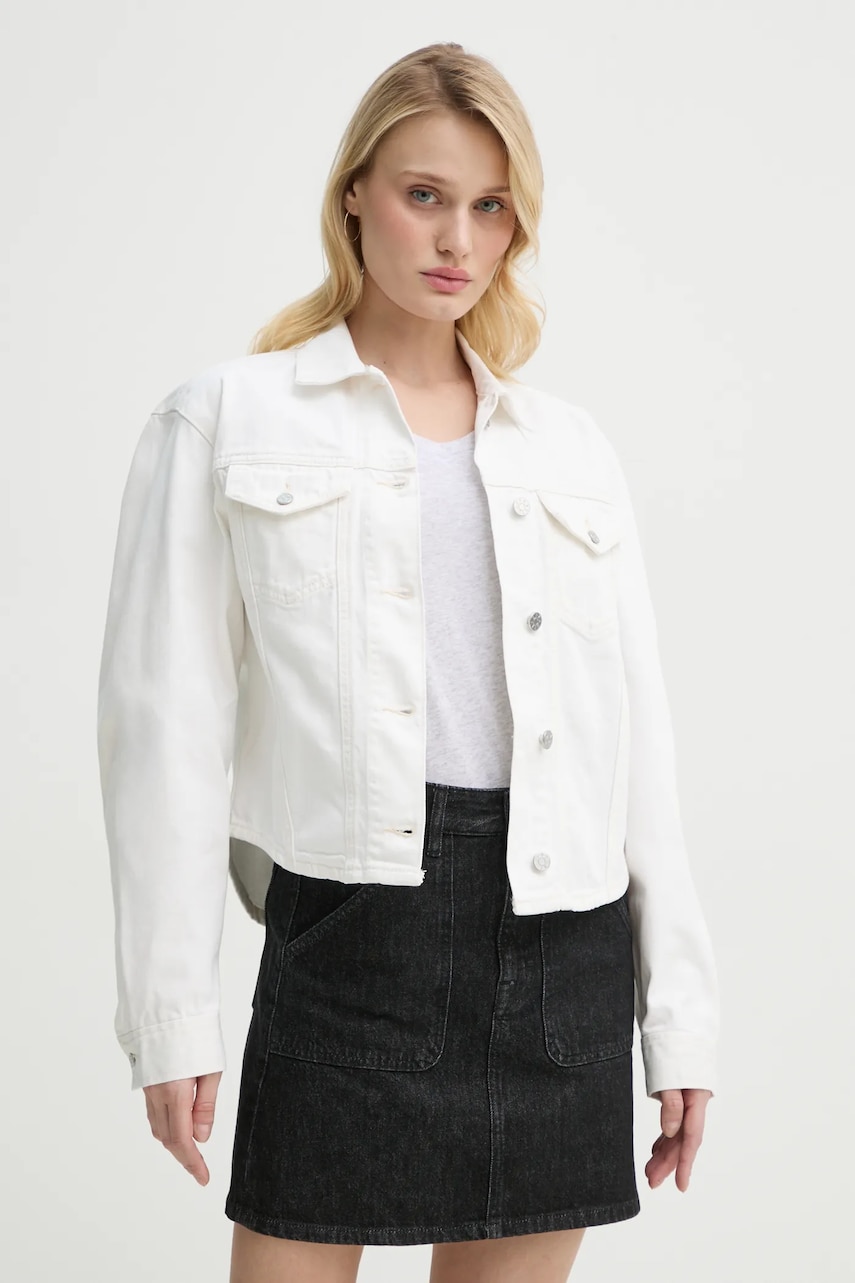 Filippa K geaca jeans culoarea alb, de tranzitie, 31576 Filippa K geaca jeans culoarea alb, de tranzitie, 31576