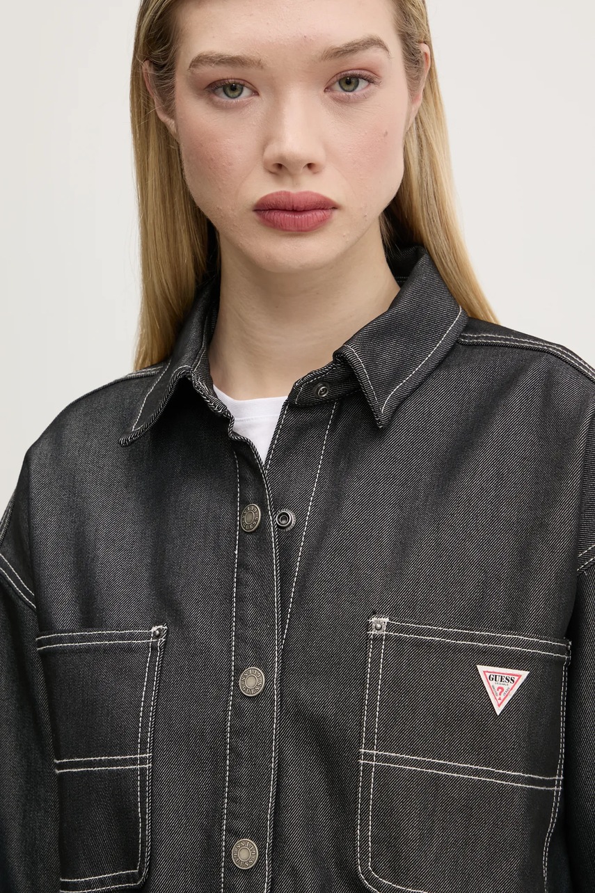 Πουκάμισο Guess Originals χρώμα: γκρι, W5RG67 D5L30 φωτογραφία