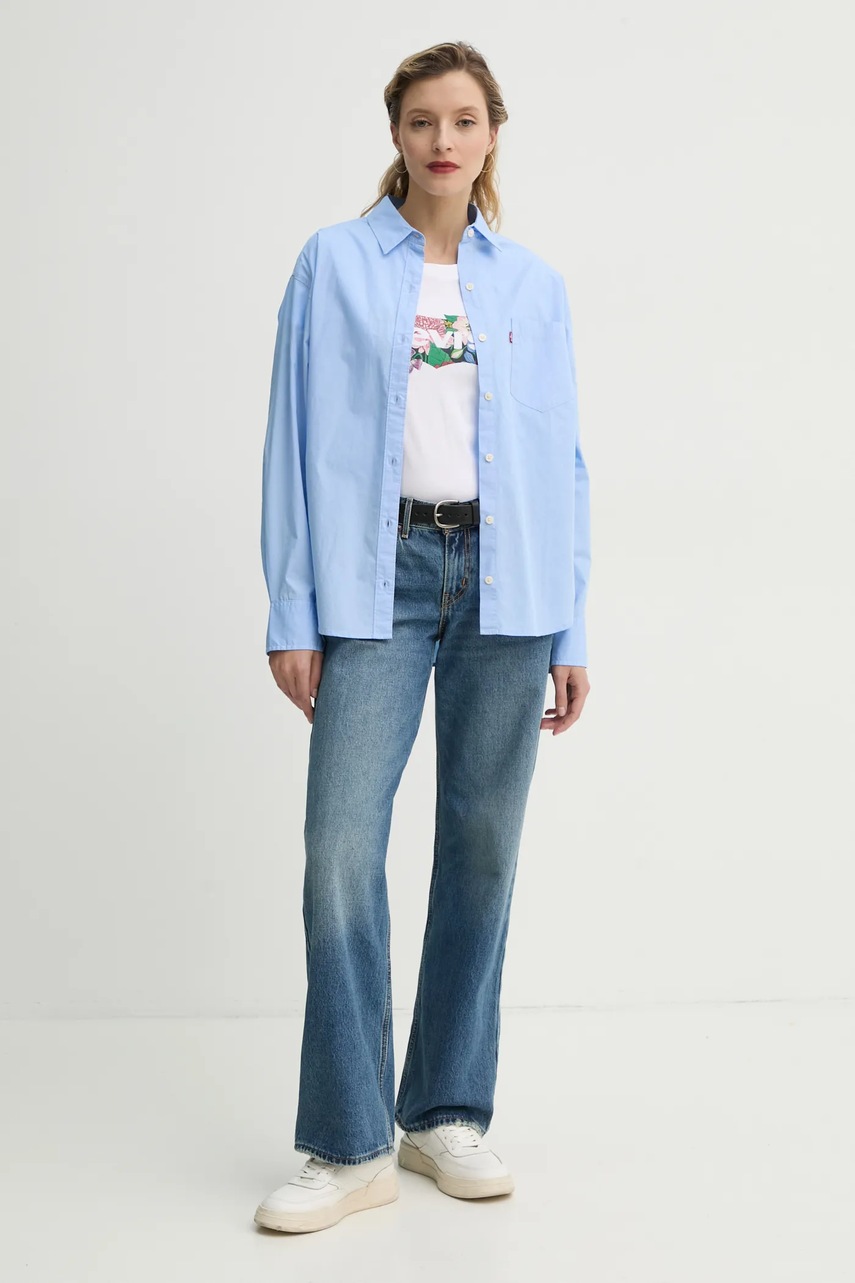 Βαμβακερό πουκάμισο Levi's HARLIE NEW BF SHIRT χρώμα: μπλε, 001HM φωτογραφία