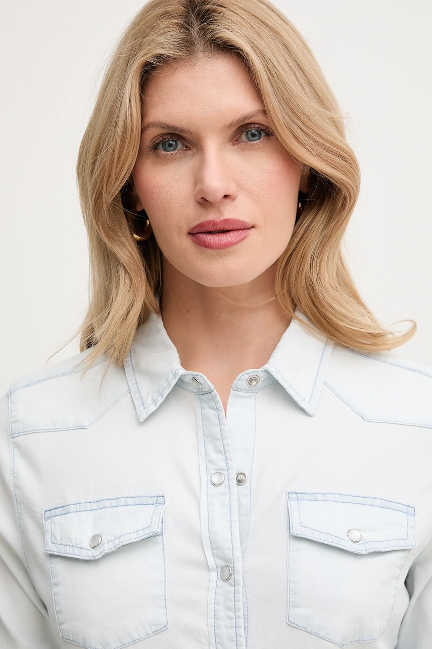 Πουκάμισο Guess RILEY χρώμα: μπλε, W2GH75 D4NA0 φωτογραφία