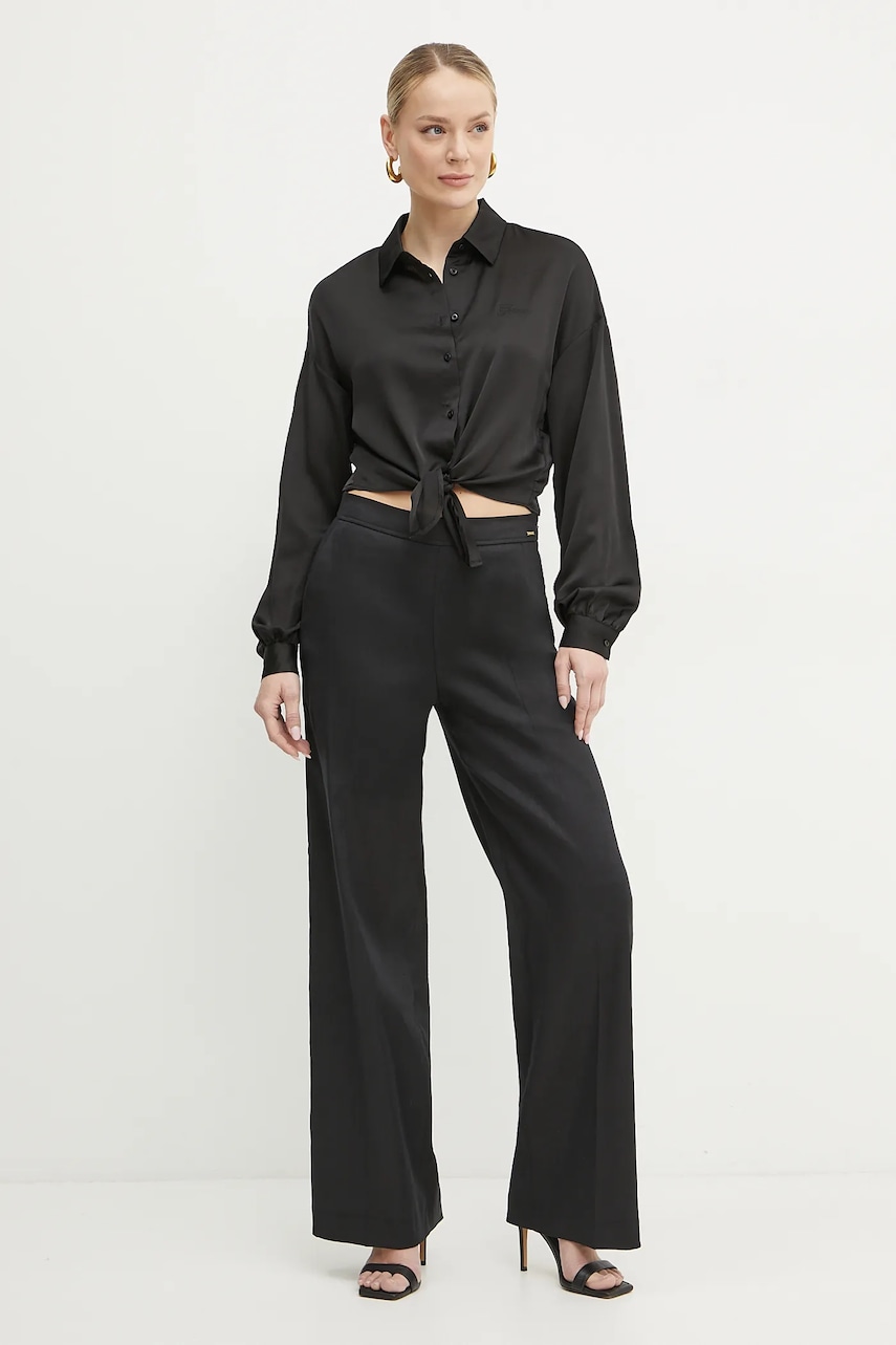 Рубашка Guess JUN женская цвет чёрный relaxed классический воротник W5GH0I WH9C2 Рубашка Guess JUN женская цвет чёрный relaxed классический воротник W5GH0I WH9C2