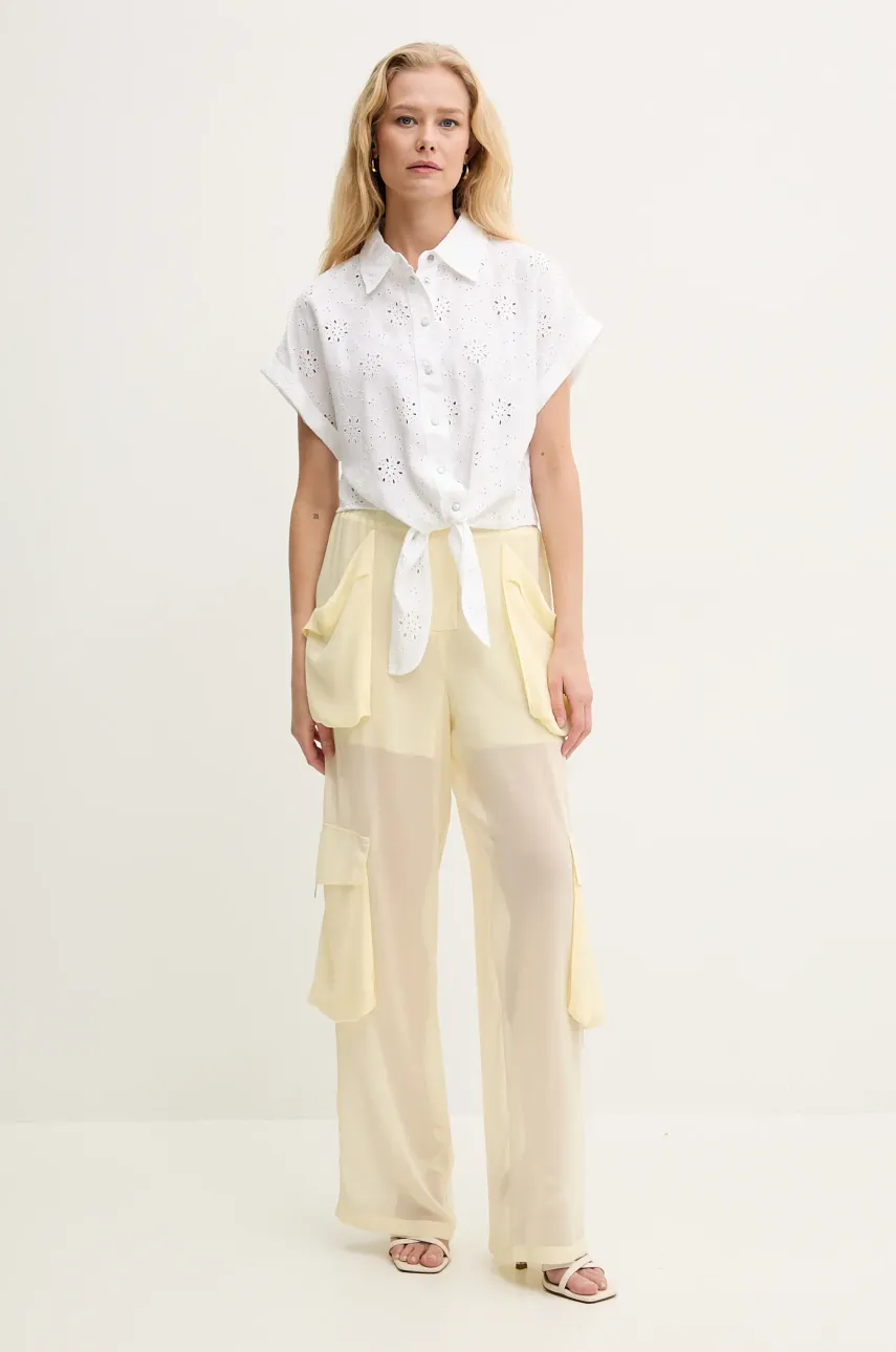 Рубашка Guess BRIGITTE женская цвет белый relaxed классический воротник W5GH34 WG822 Рубашка Guess BRIGITTE женская цвет белый relaxed классический воротник W5GH34 WG822