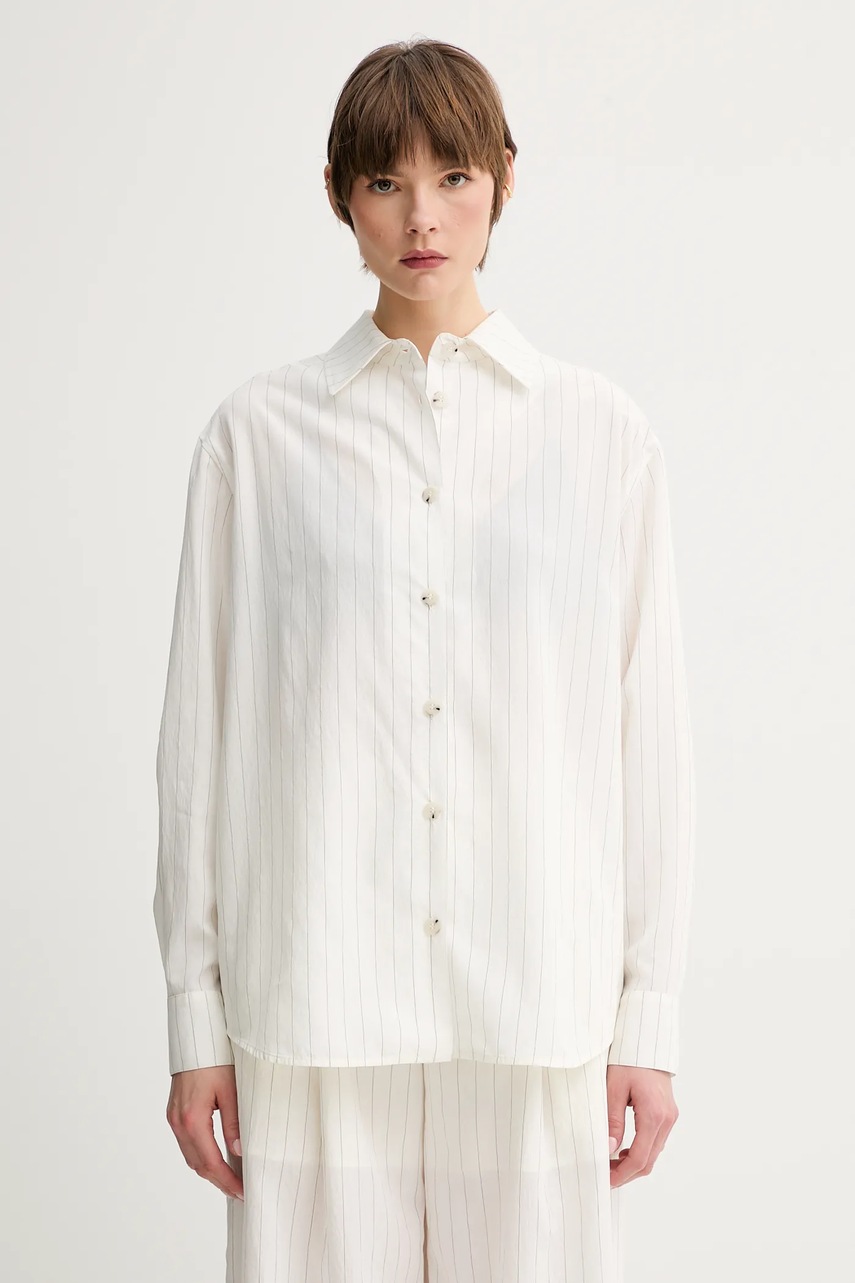 Nanushka cămașă FRYDA culoarea bej, cu guler clasic, relaxed, NW25SSTP26400