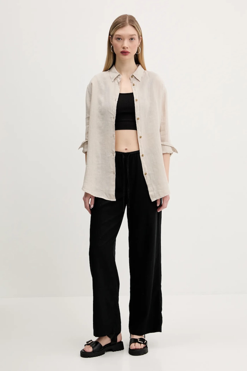 Льняная рубашка Superdry цвет бежевый relaxed классический воротник W4010463A-2PQ Льняная рубашка Superdry цвет бежевый relaxed классический воротник W4010463A-2PQ