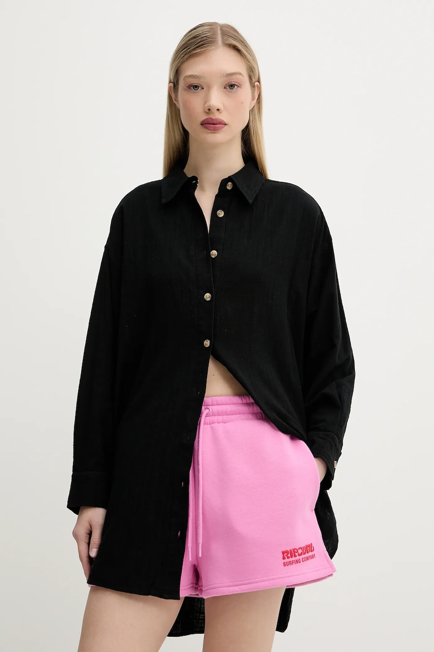 Superdry camasa din bumbac culoarea negru, cu guler clasic, regular, W4010470A-02A