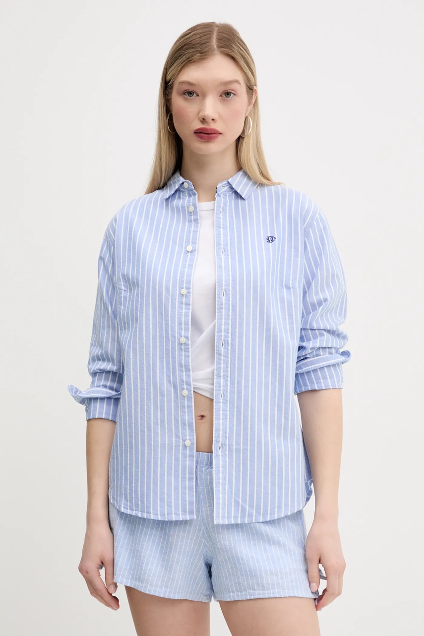 Superdry camasa din bumbac femei, cu guler clasic, regular, W4010473A-D9J