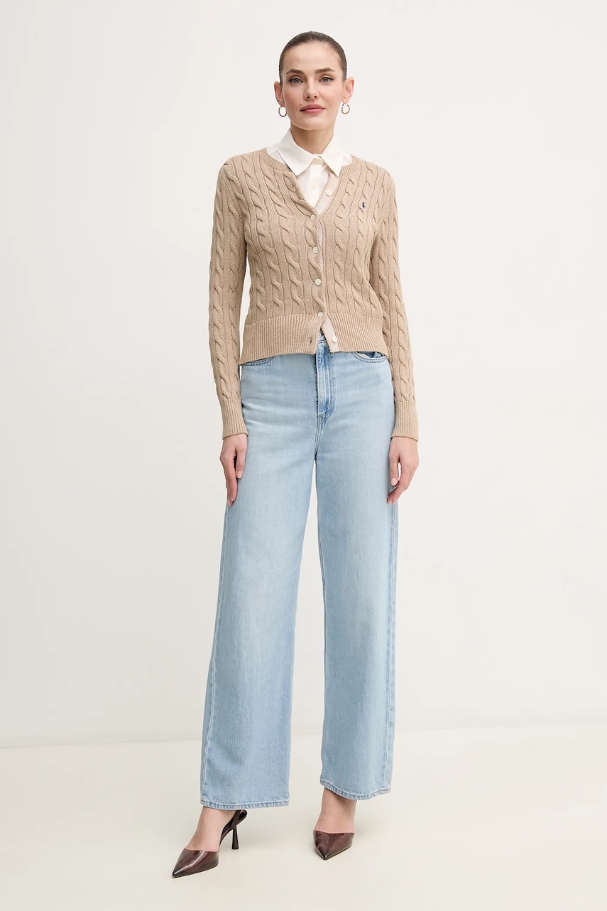 Хлопковая рубашка Calvin Klein женская цвет бежевый regular классический воротник K20K208224 Хлопковая рубашка Calvin Klein женская цвет бежевый regular классический воротник K20K208224