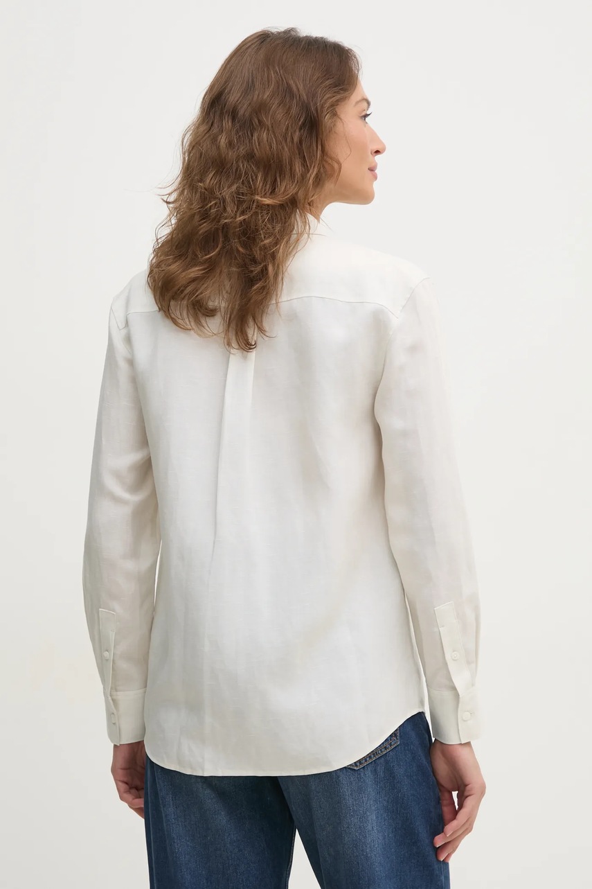 Πουκάμισο με μείγμα από λινό Calvin Klein χρώμα: μπεζ, K20K208321 φωτογραφία