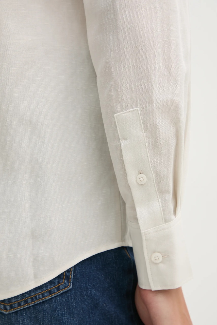 Πουκάμισο με μείγμα από λινό Calvin Klein χρώμα: μπεζ, K20K208321 φωτογραφία