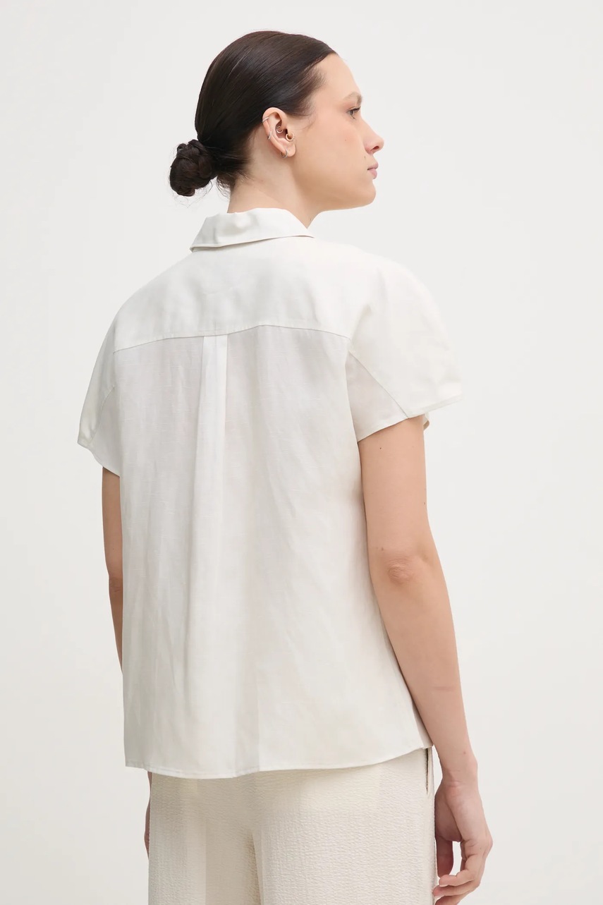 Πουκάμισο με μείγμα από λινό Calvin Klein χρώμα: μπεζ, K20K208322 φωτογραφία