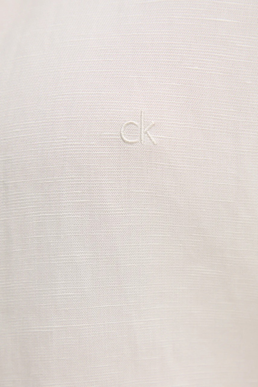 Πουκάμισο με μείγμα από λινό Calvin Klein χρώμα: μπεζ, K20K208322 φωτογραφία