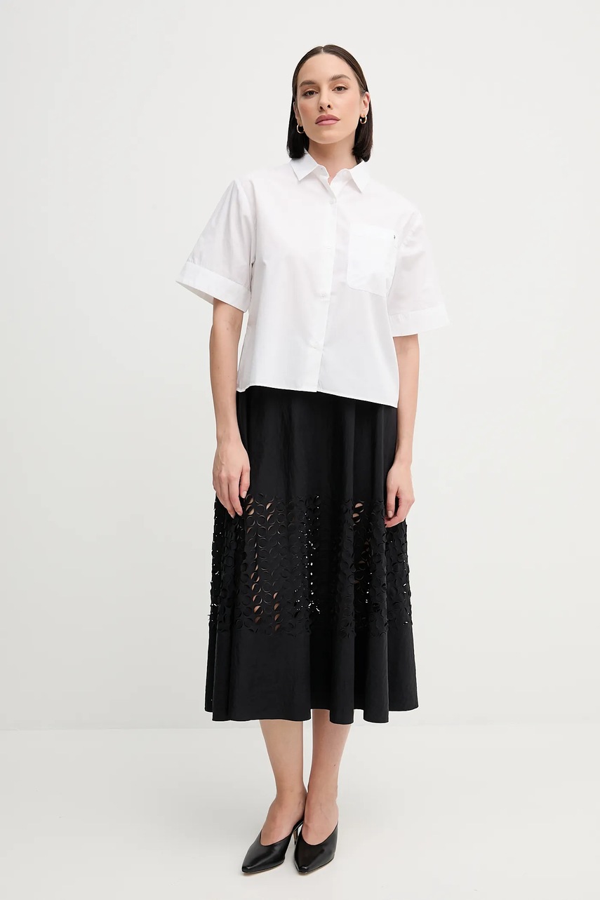 Хлопковая рубашка Tommy Hilfiger цвет белый relaxed классический воротник WW0WW44717