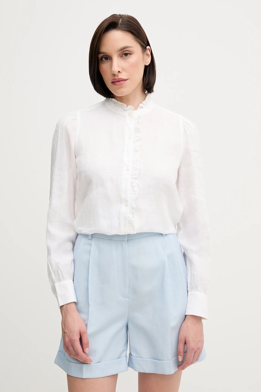 Levně Lněná košile Tommy Hilfiger béžová barva, relaxed, WW0WW44708