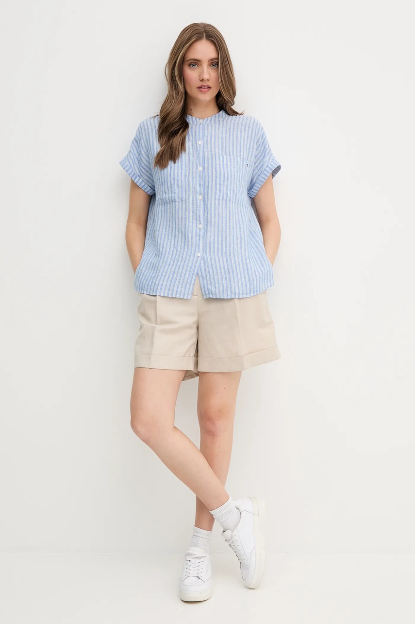 Льняная рубашка Tommy Hilfiger relaxed со стойкой WW0WW44715 Льняная рубашка Tommy Hilfiger relaxed со стойкой WW0WW44715