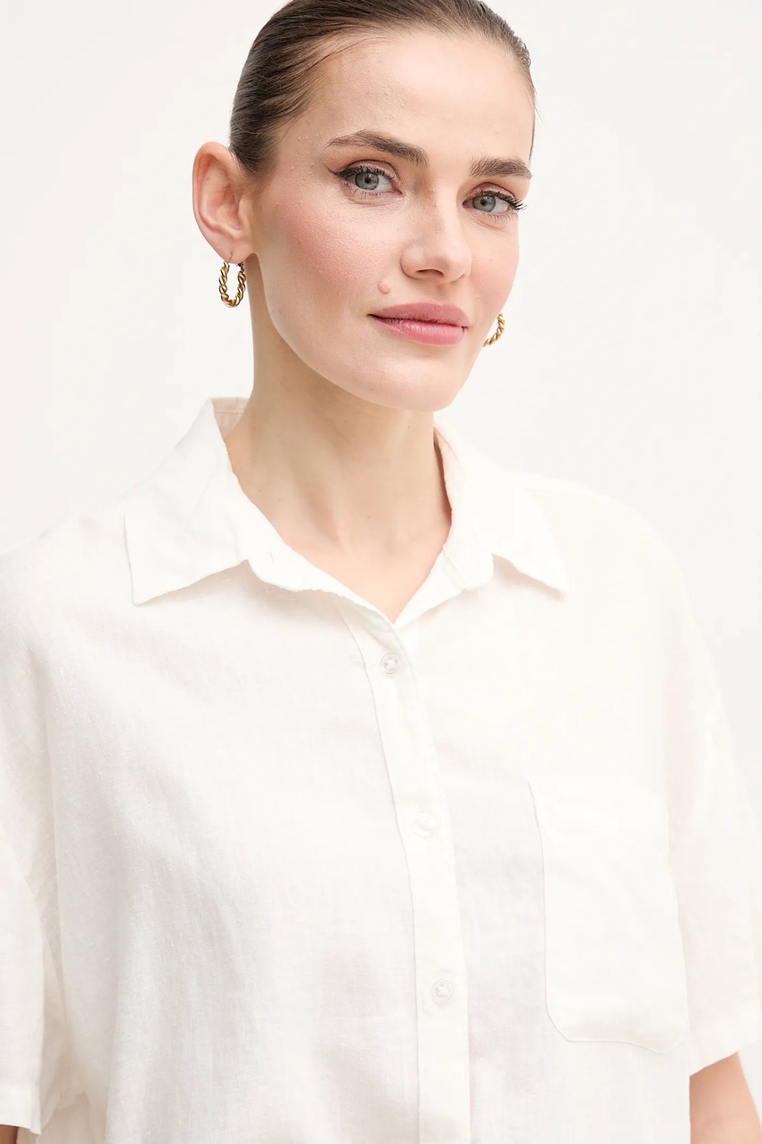 Πουκάμισο από λινό Dkny χρώμα: μπεζ, DJ5W2056 φωτογραφία