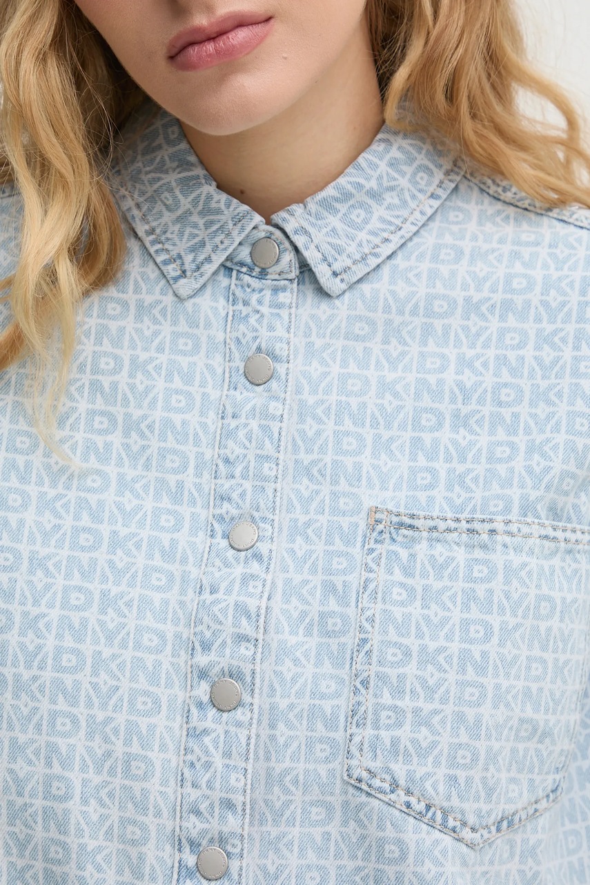 Βαμβακερό πουκάμισο Dkny χρώμα: μπλε, DJ5W2123 φωτογραφία