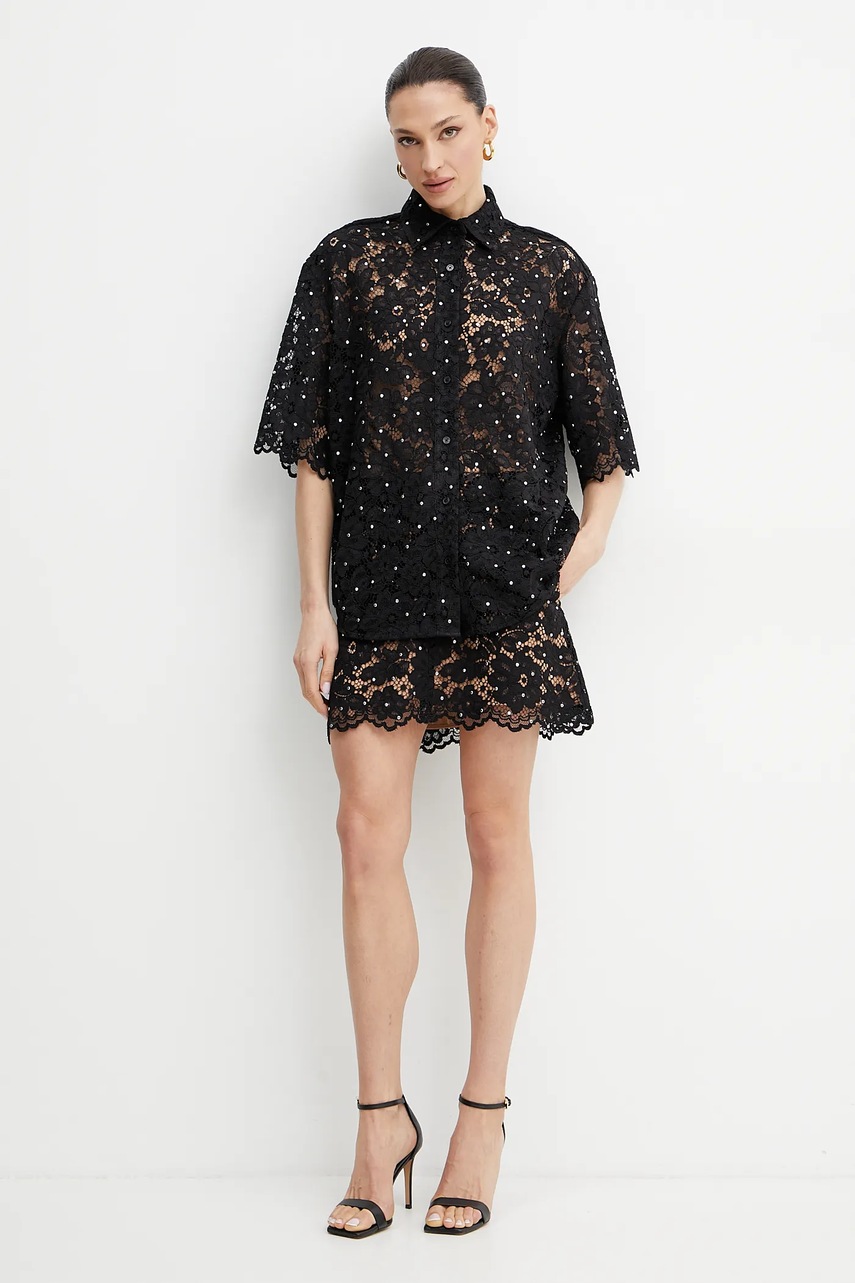 Рубашка MICHAEL Michael Kors женская цвет чёрный relaxed классический воротник MS540SXGTA