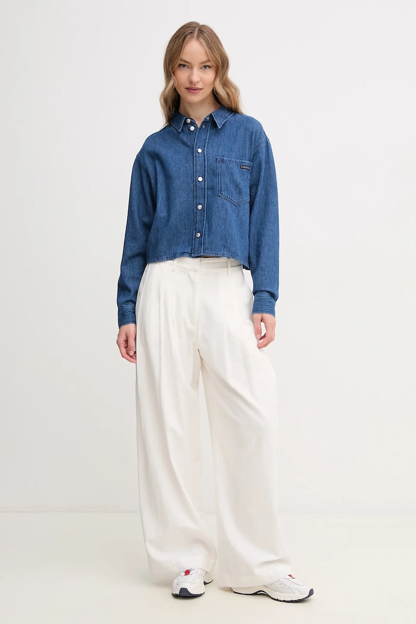 Джинсовая рубашка Calvin Klein Jeans женская relaxed классический воротник J20J225518 Джинсовая рубашка Calvin Klein Jeans женская relaxed классический воротник J20J225518