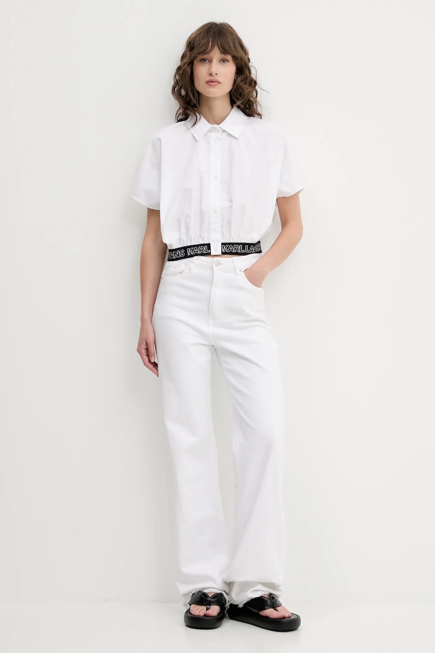 Рубашка Karl Lagerfeld Jeans цвет белый relaxed классический воротник A2W11017