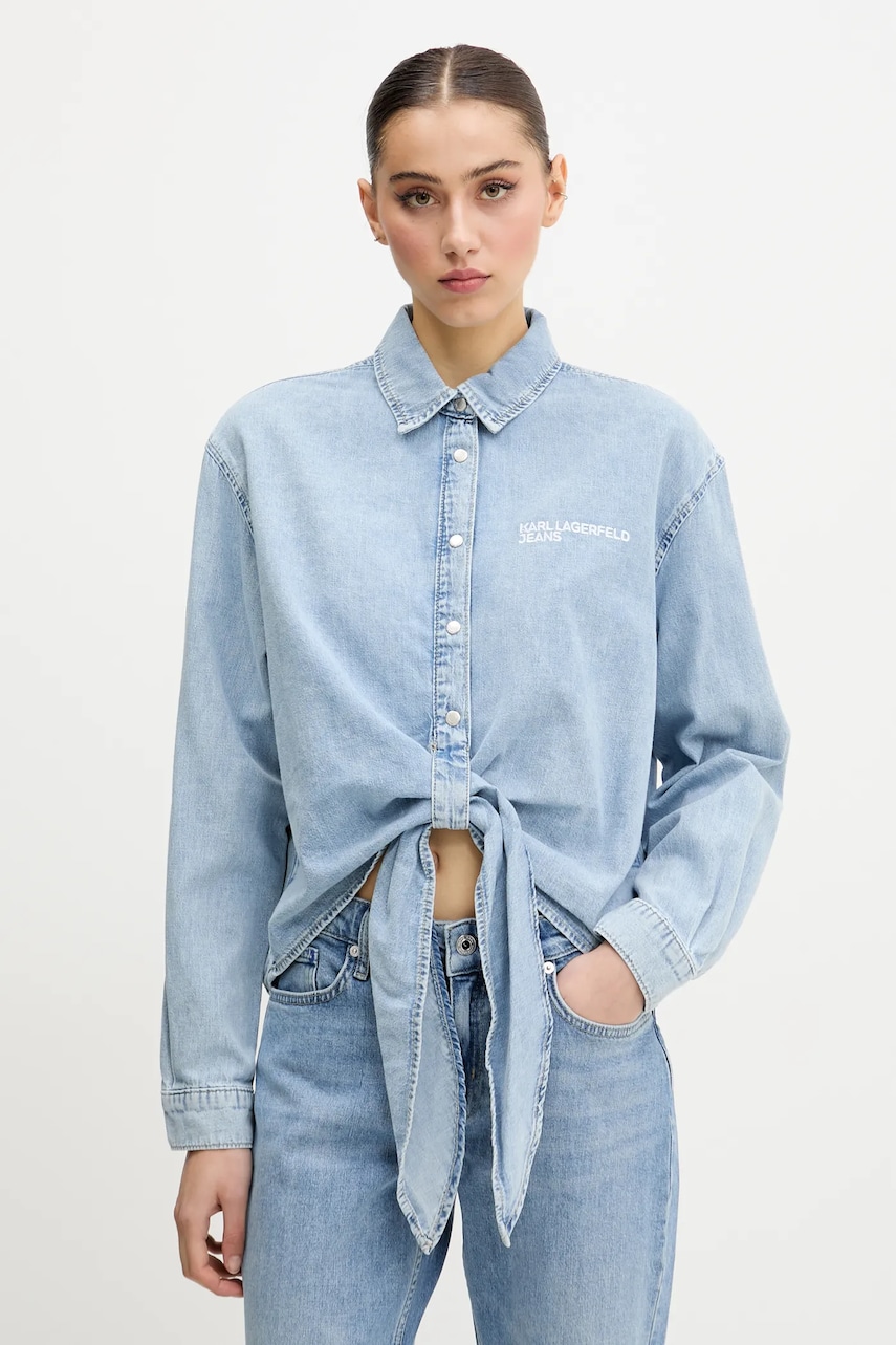 Karl Lagerfeld Jeans cămașă din bumbac femei, cu guler clasic, regular, A2W11021 Karl Lagerfeld Jeans cămașă din bumbac femei, cu guler clasic, regular, A2W11021