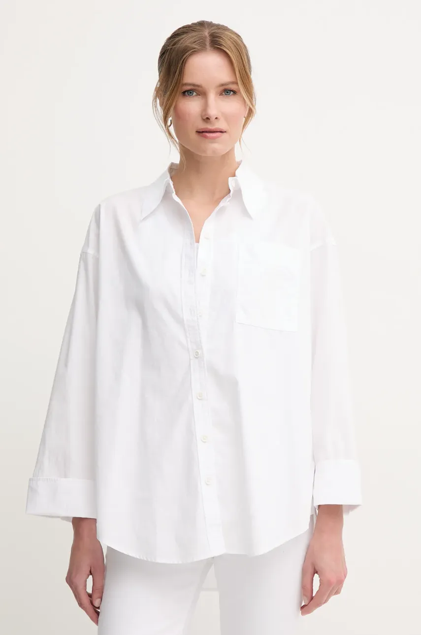 Barbour cămașă din bumbac Angela femei, culoarea alb, cu guler clasic, relaxed, LSH1663WH11