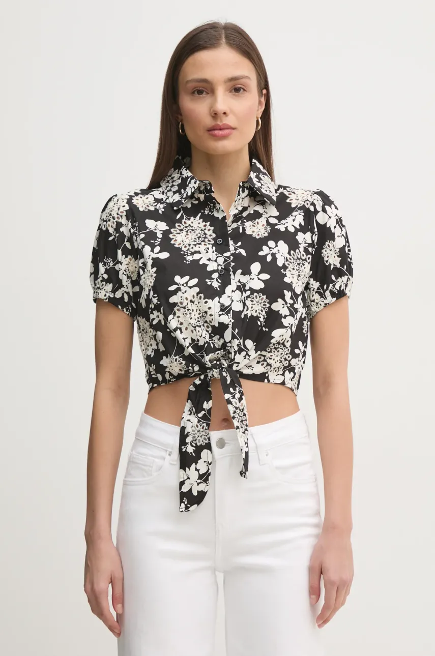 Gaudi camasa din bumbac femei, culoarea negru, cu guler clasic, regular, 511BD45020