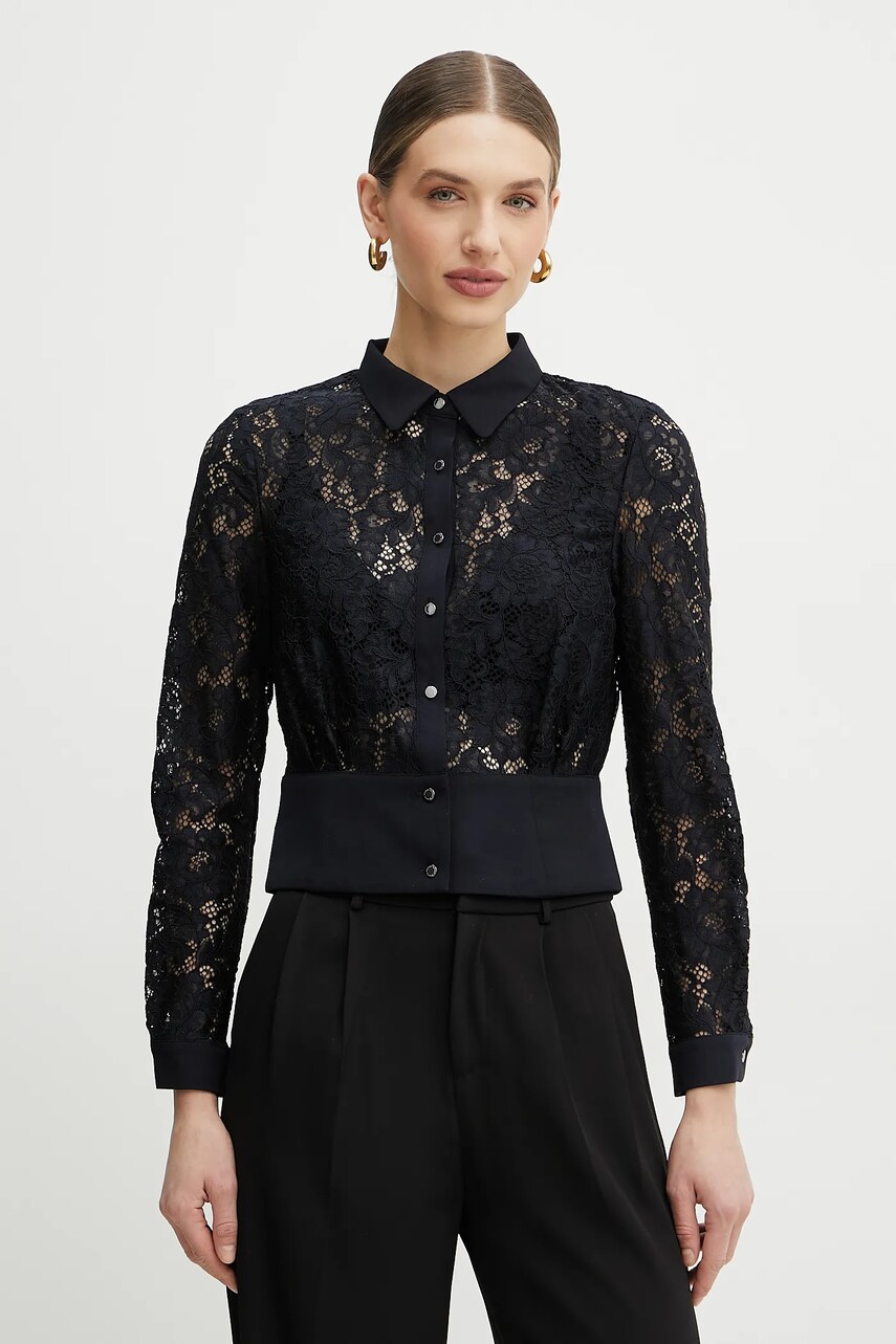Morgan camasa CEGIL femei, culoarea albastru marin, cu guler clasic, regular, CEGIL