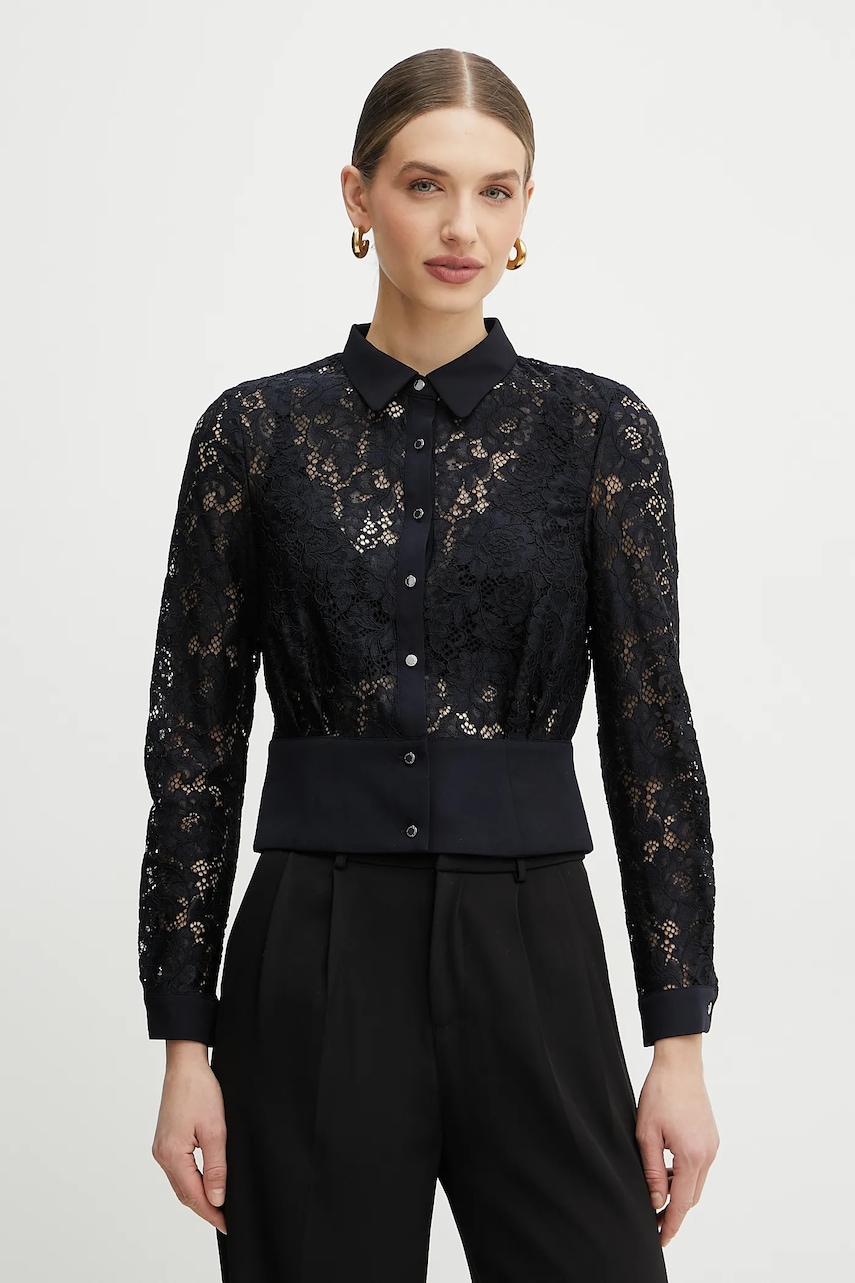 Morgan camasa CEGIL femei, culoarea albastru marin, cu guler clasic, regular, CEGIL