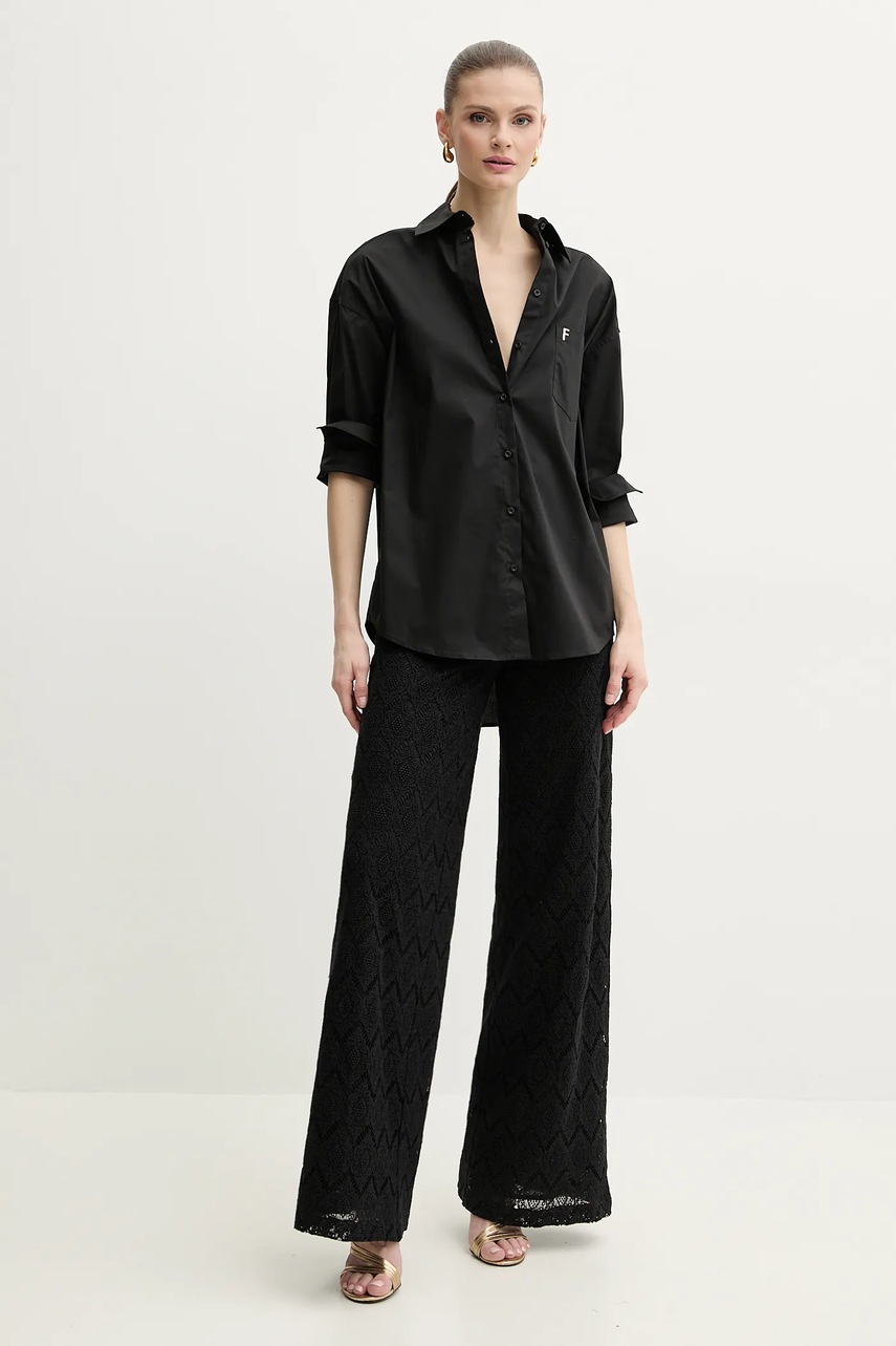 Πουκάμισο Fracomina χρώμα: μαύρο, FS25ST6013W40301 φωτογραφία