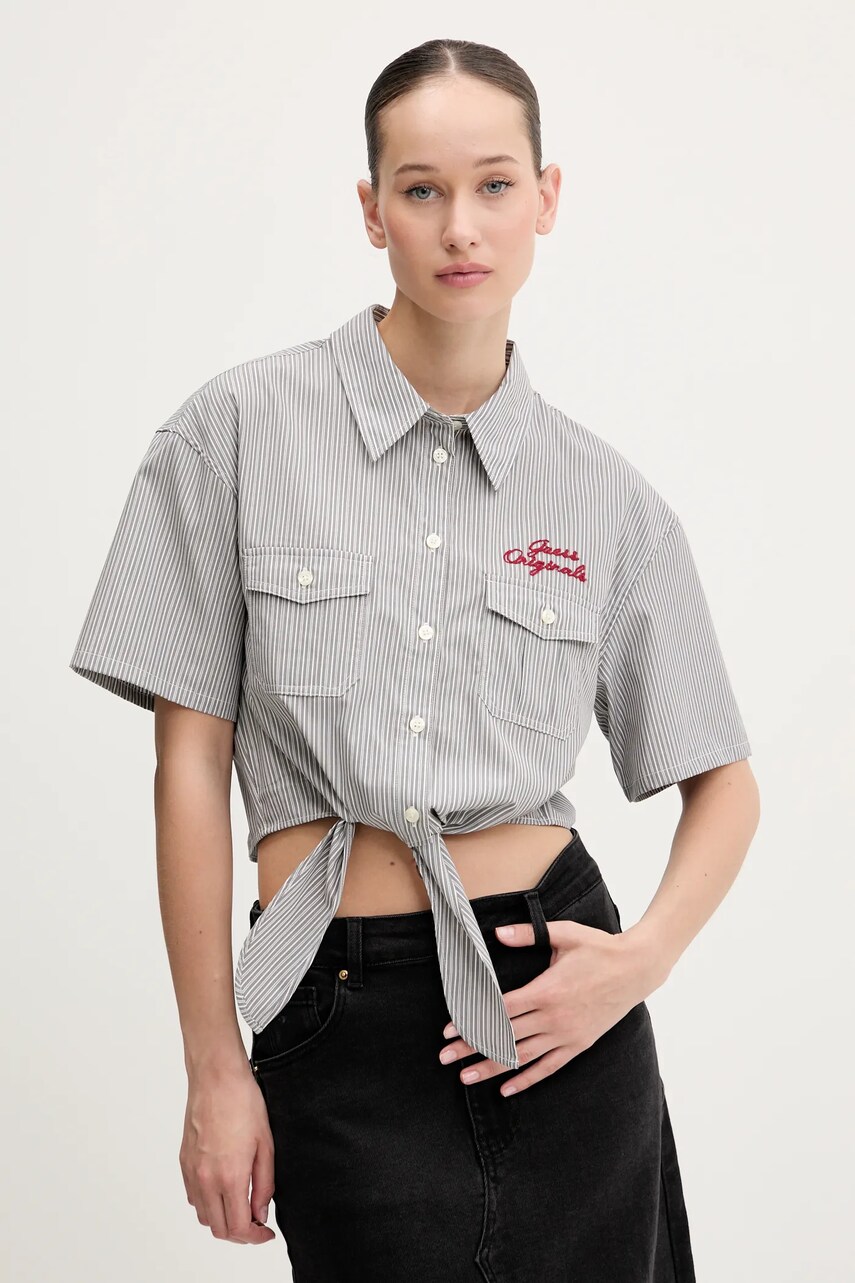 Levně Bavlněná košile Guess Originals šedá barva, regular, s klasickým límcem, W5GH0M WH7Q1