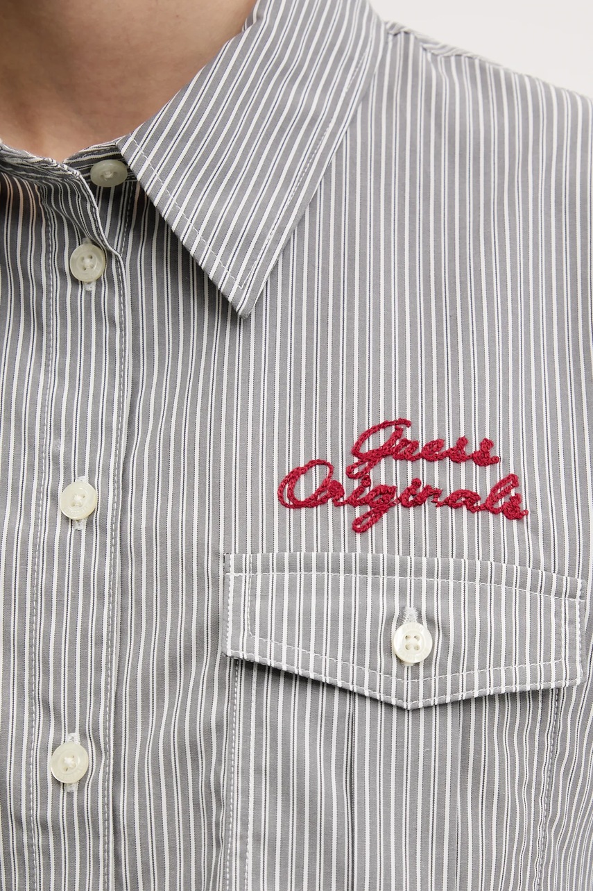 Βαμβακερό πουκάμισο Guess Originals χρώμα: γκρι, W5GH0M WH7Q1 φωτογραφία