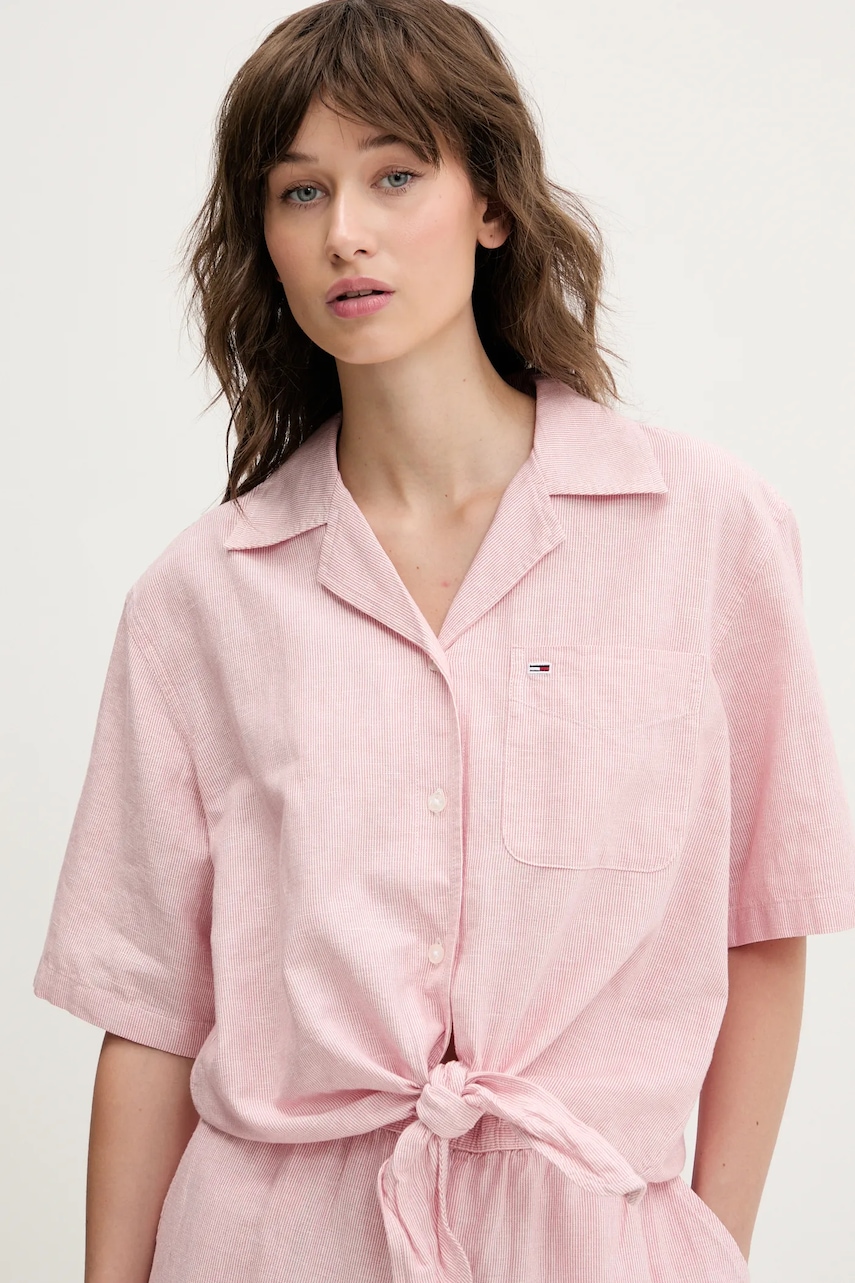 Košeľa s prímesou ľanu Tommy Jeans