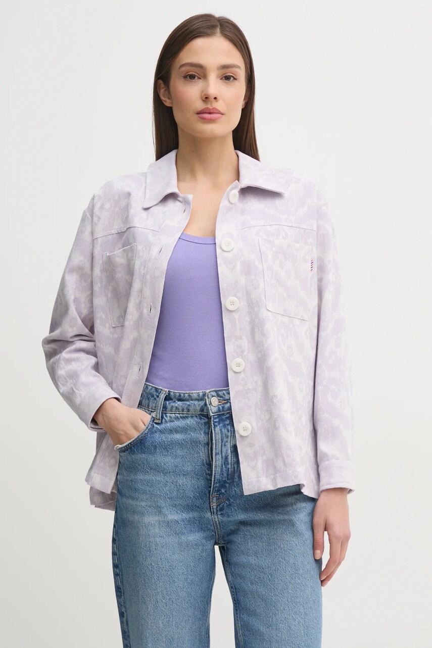 La Petite Française camasa CHANDLER femei, culoarea violet, cu guler clasic, relaxed, CHANDLER