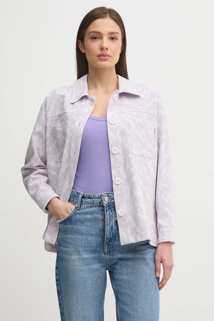 La Petite Française camasa CHANDLER femei, culoarea violet, cu guler clasic, relaxed, CHANDLER