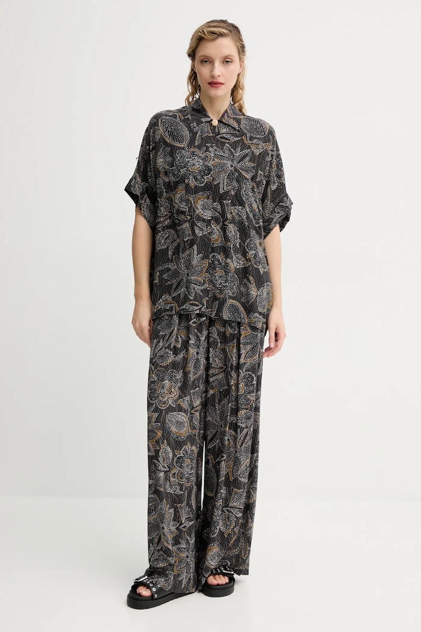 Рубашка Sessun женская цвет чёрный relaxed классический воротник 25210049 Рубашка Sessun женская цвет чёрный relaxed классический воротник 25210049