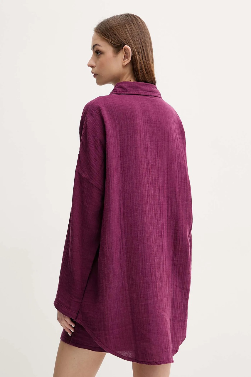 Βαμβακερό πουκάμισο Melissa Odabash χρώμα: μοβ, Elena φωτογραφία