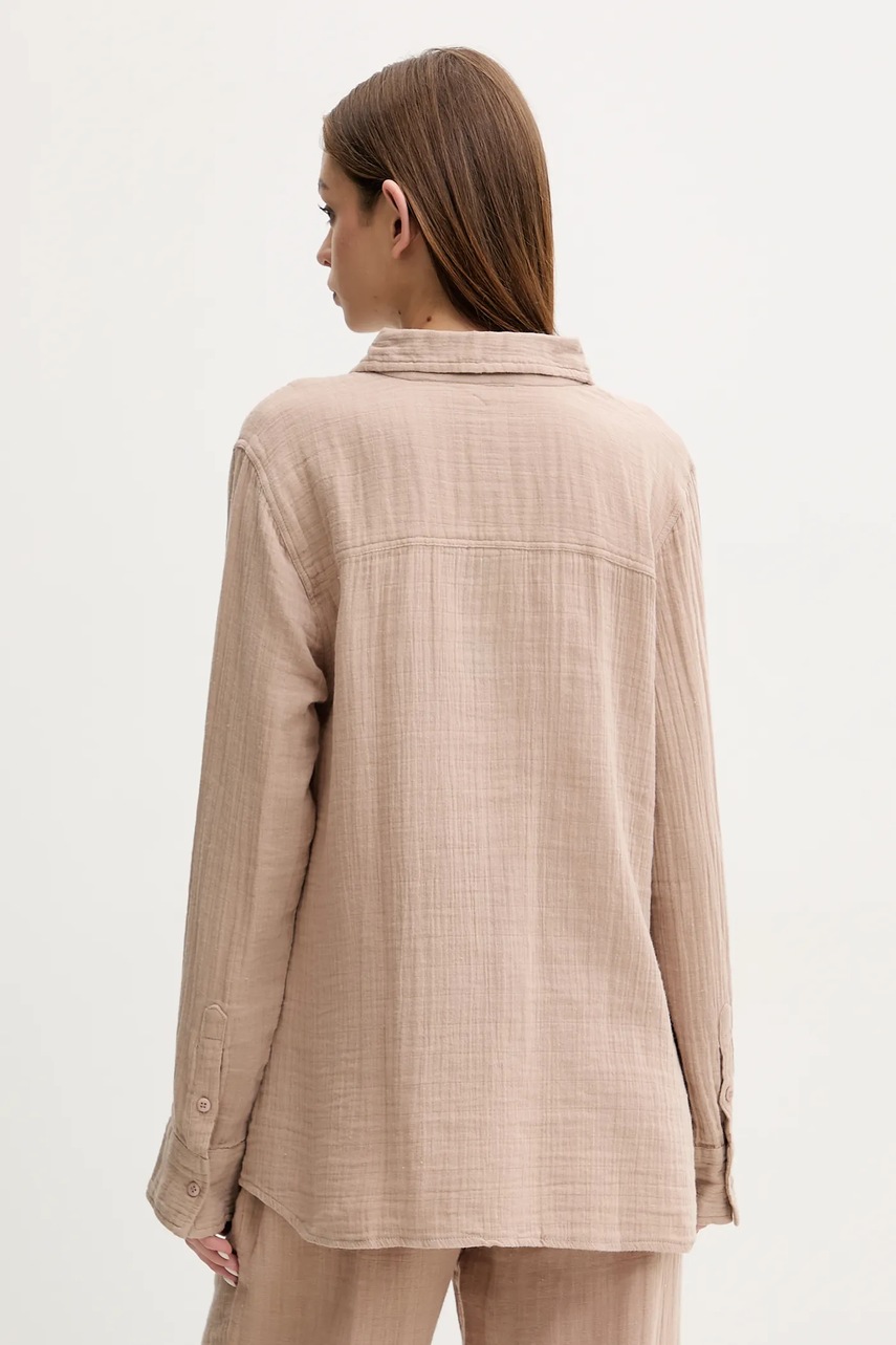 Βαμβακερό πουκάμισο Melissa Odabash χρώμα: καφέ, Tina φωτογραφία