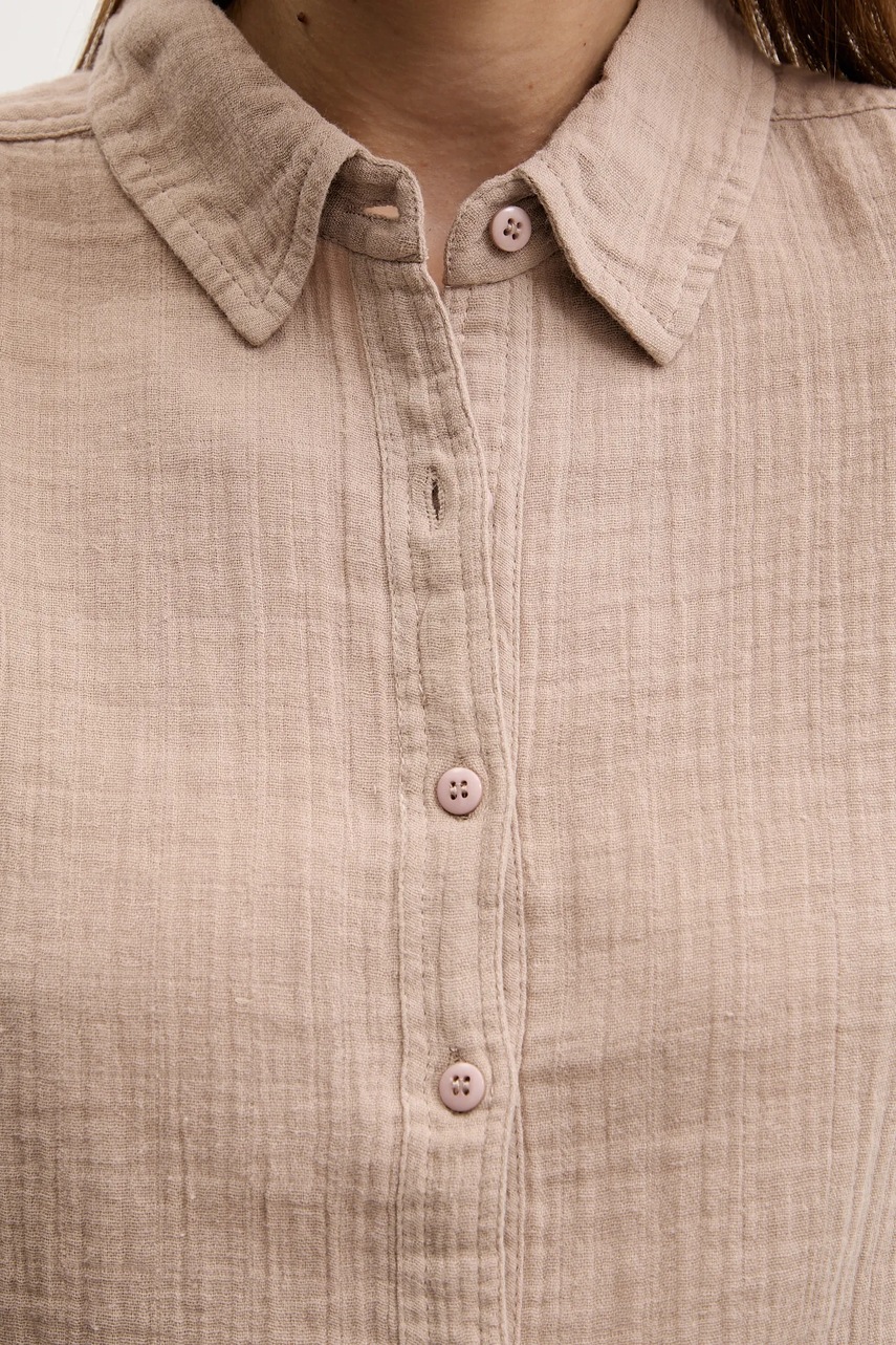 Βαμβακερό πουκάμισο Melissa Odabash χρώμα: καφέ, Tina φωτογραφία