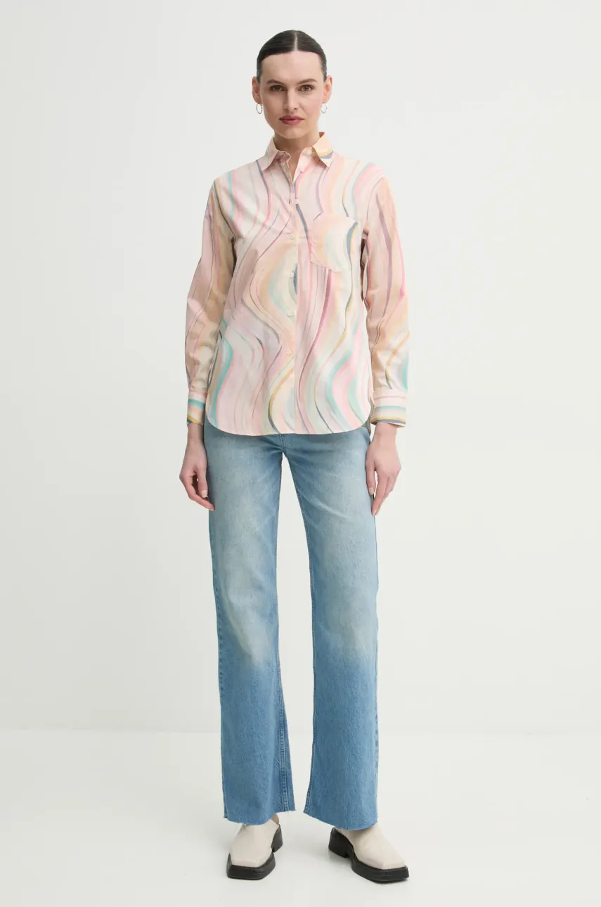 Хлопковая рубашка PS Paul Smith женская цвет розовый regular классический воротник W2R.331B.P31281 Хлопковая рубашка PS Paul Smith женская цвет розовый regular классический воротник W2R.331B.P31281